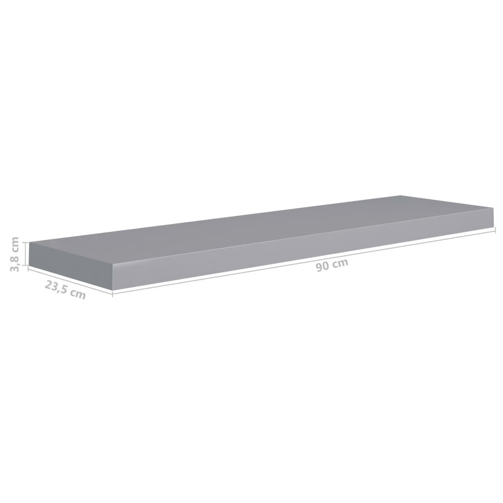 Seinariiul VidaXL, 90x23,5x3,8 cm, hall цена и информация | Riiulid | kaup24.ee