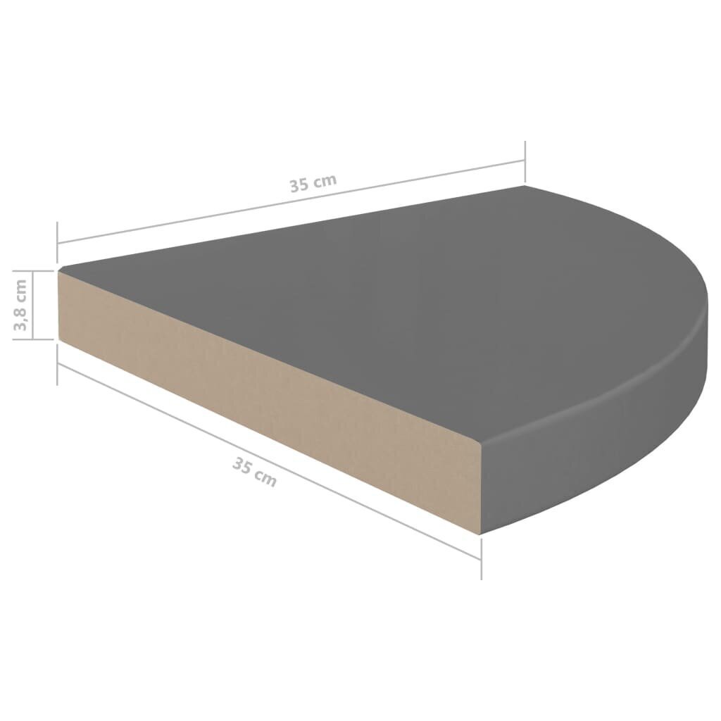 Seinale kinnitatav nurgariiul VidaXL, 2 tk, 35x35x3,8 cm, hall цена и информация | Riiulid | kaup24.ee