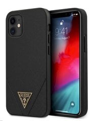 Telefoniümbris Guess GUHCP12SVSATMLBK Saffiano V Stitch Apple iPhone 12 Mini, must hind ja info | Telefoni kaaned, ümbrised | kaup24.ee