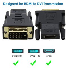 Универсальный адаптер RoGer HDMI > DVI, черный цена и информация | Адаптер Aten Video Splitter 2 port 450MHz | kaup24.ee