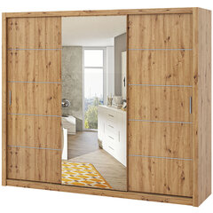 Шкаф с зеркалом Selsey Rinker 250 см, коричневый цена и информация | Шкафы | kaup24.ee