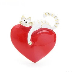 Брошь White cat heart цена и информация | Броши | kaup24.ee