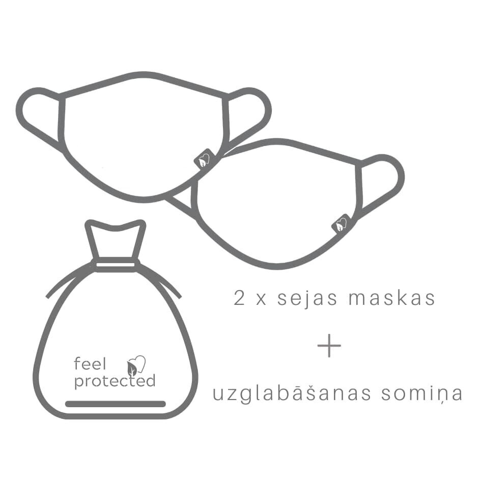 Korduvkasutatav mask (2 tükki) 1016/Ergo plus must lootosega ( täpiline ) kott maskide hoidmiseks. hind ja info | Esmaabi | kaup24.ee