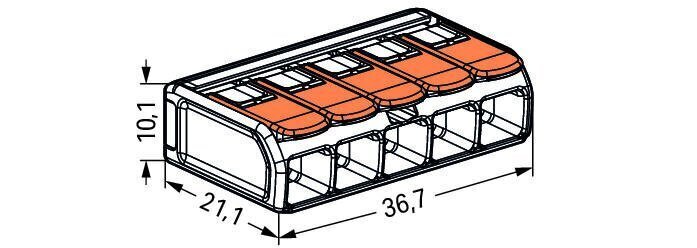 Klemm Wago 5 x 0,5-6mm 41A 15 tk hind ja info | Tekstiilkaablid ja elektriklemmid | kaup24.ee