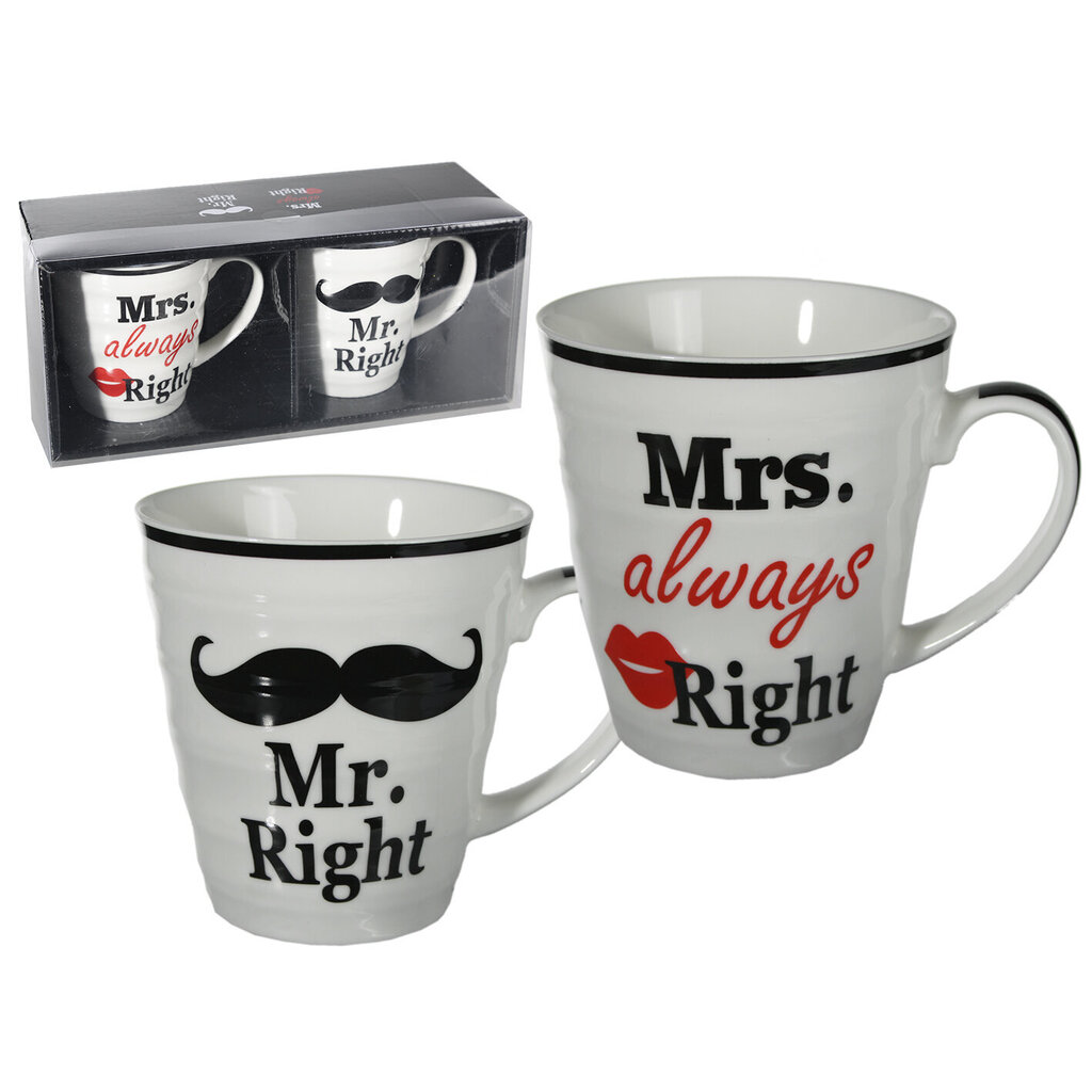 Tasside komplekt „Mr. Right & Mrs. Always Right" hind ja info | Originaalsed tassid | kaup24.ee