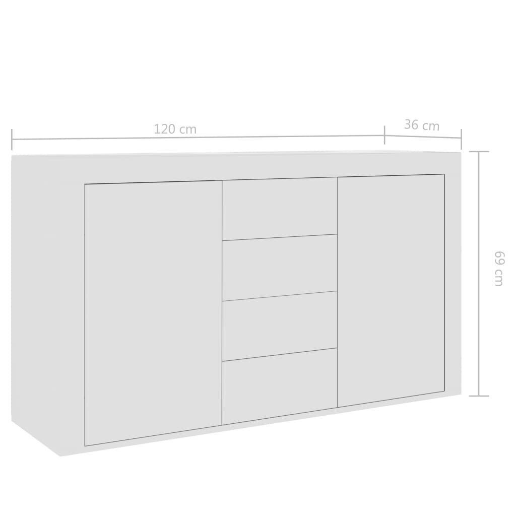 Külgkapp VidaXL, 120x36x69cm, valge hind ja info | Elutoa väikesed kapid | kaup24.ee