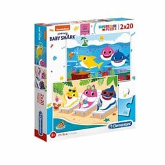 Головоломка Clementoni Baby Shark, 2 x 20 д. цена и информация | Пазлы | kaup24.ee