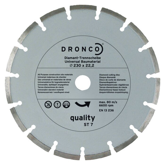 Universaalne teemantketas DRONCO quality ST-7 (125 x 2,0 x 22,23 mm) цена и информация | Elektrilised saed, mootorsaed ja tarvikud | kaup24.ee