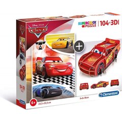 Pusle Clementoni Cars (Pikne McQueen), 104 tk + 3D mudel цена и информация | Пазлы | kaup24.ee