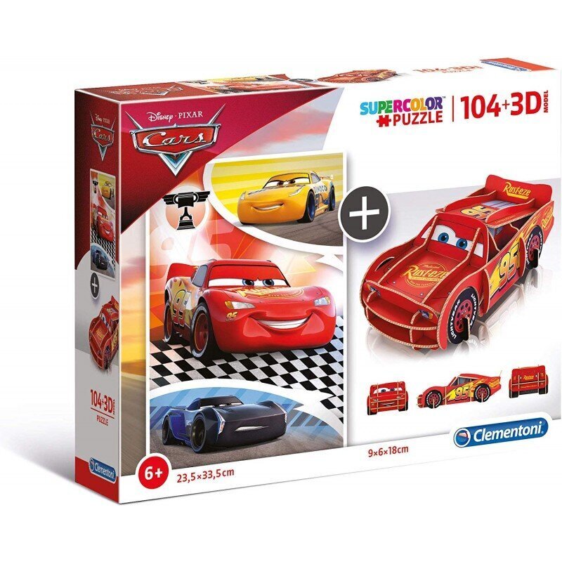 Pusle Clementoni Cars (Pikne McQueen), 104 tk + 3D mudel hind ja info | Pusled | kaup24.ee