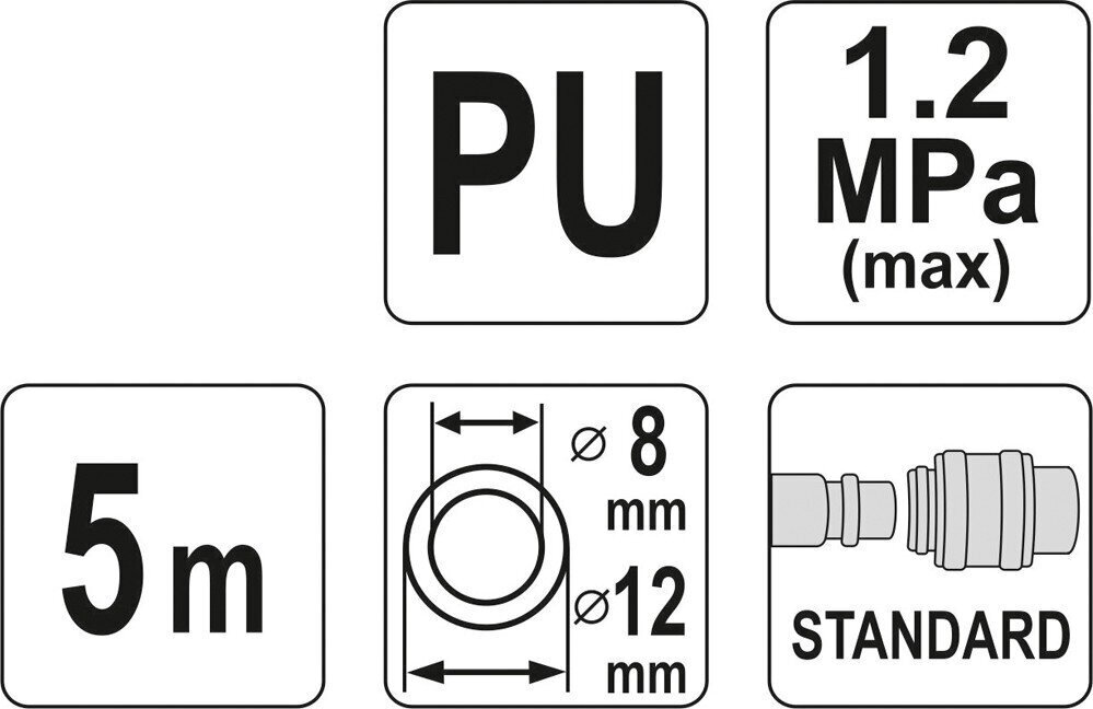 Spiraalvoolik otsikuga (polüuretaan) L-5m d-8mm Yato (YT-24207) цена и информация | Kompressorid | kaup24.ee