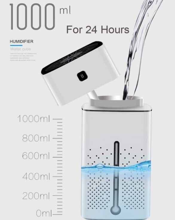 NORE Water Cube ultraheli õhuniisuti aroomiga, 7 värvi, valge, 1000ml hind ja info | Õhuniisutajad | kaup24.ee