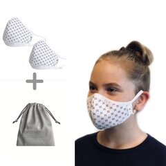 Многоразовая маска для лица  (2 шт.) 1016/K Ergo Plus, белый с крестиком детская и мешочек для хранения цена и информация | Аптечки | kaup24.ee