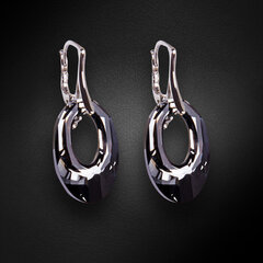 Naiste hõbedased kõrvarõngad DiamondSky „Helios (Silver Night)“ Swarovski kristallidega hind ja info | Kõrvarõngad | kaup24.ee
