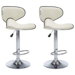 Барные стулья vidaXL, 2шт, кремовые, искусственная кожа цена и информация | Стулья для кухни и столовой | kaup24.ee