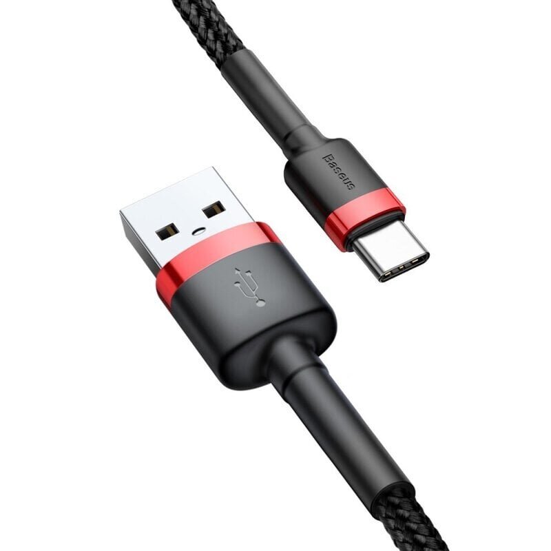 Välgulaadimiskaabel Baseus Cafule CATKLF-U91 USB-C, 3A / PD / QC 3.0 / 300 cm, must hind ja info | Mobiiltelefonide kaablid | kaup24.ee