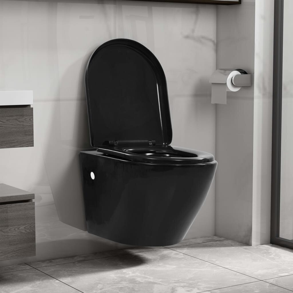 Seinale paigaldatav keraamiline WC-pott, must hind ja info | WС-potid | kaup24.ee