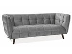 Трехместный бархатный диван Signal Meble Castello 3, серый