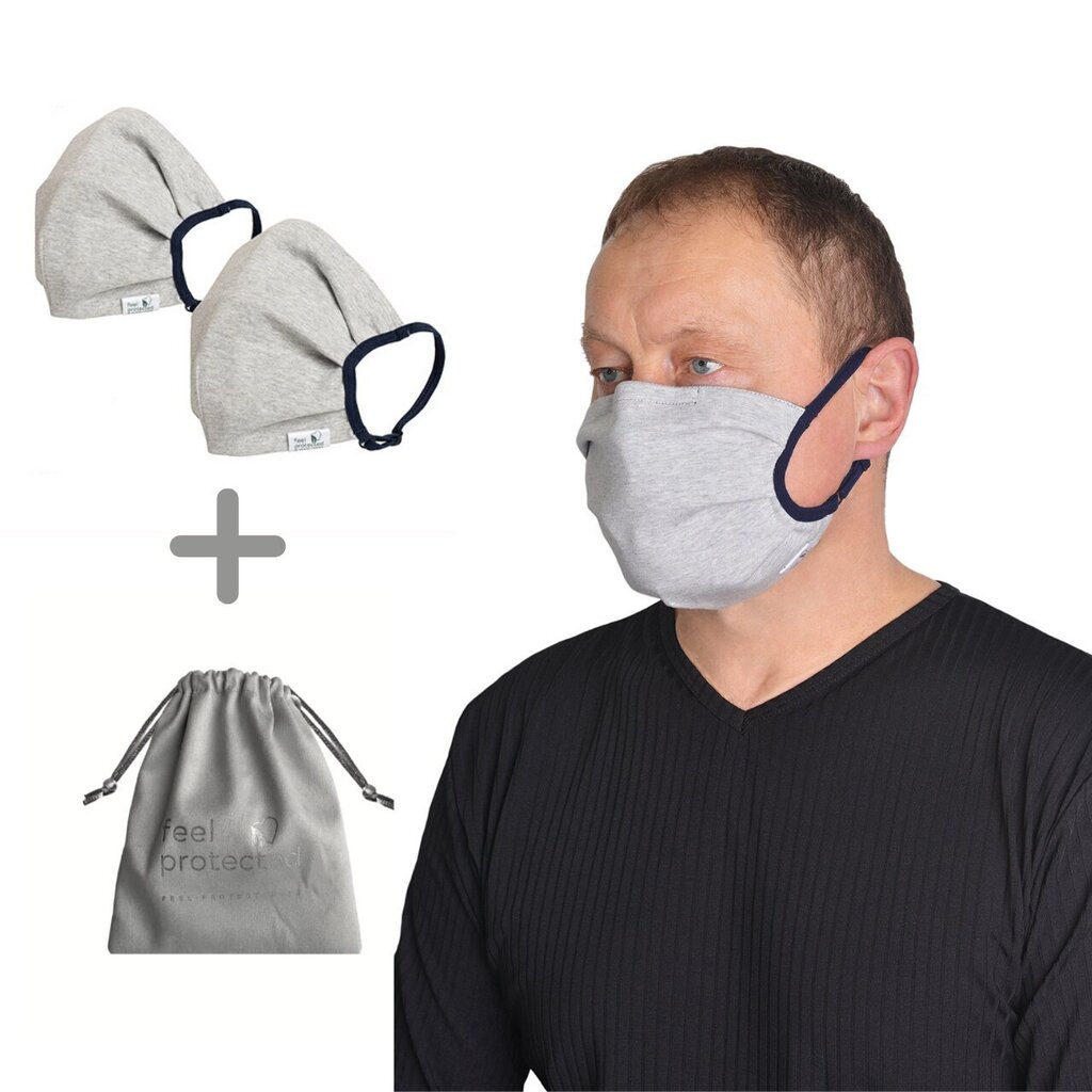 Korduvkasutatav mask (2 tükki) 1017/ONE, hall melange kott maskide hoidmiseks. цена и информация | Esmaabi | kaup24.ee