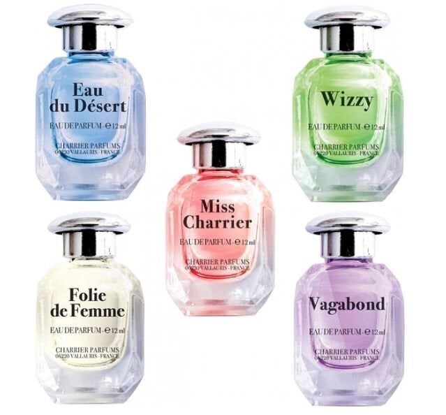 Komplekt Charrier Parfums "Parfums de Luxe" naistele: Eau du Désert EDP, 12 ml + Folie de Femme EDP, 12 ml + Miss Charrie EDP, 12 ml + Vagabond EDP 12 ml + Wizzy, 12 ml hind ja info | Naiste parfüümid | kaup24.ee