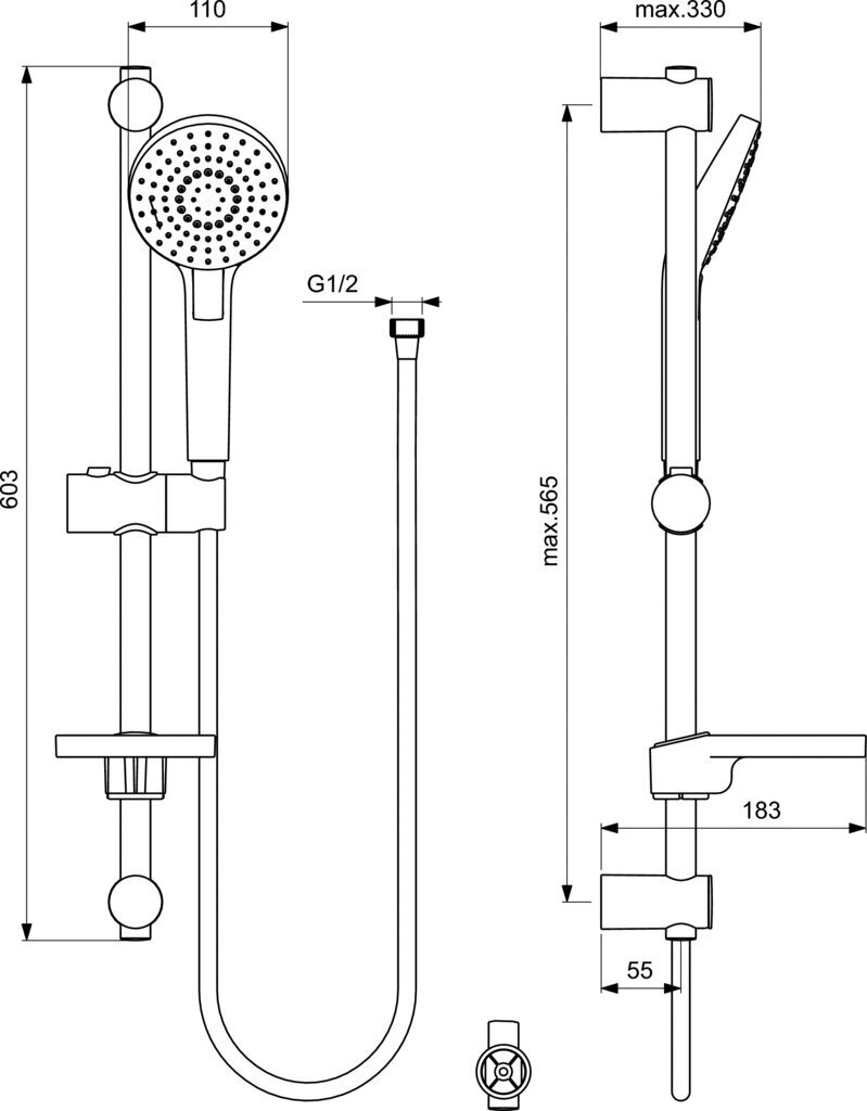 Vannisegisti Ideal Standard Ceraflex 3 in 1 dušikomplektiga BD001AA цена и информация | Vannitoa segistid | kaup24.ee