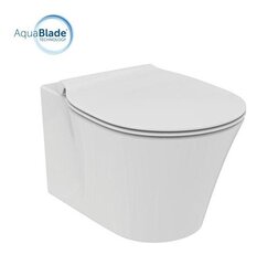 Seinale paigaldatav raamiga WC-pott Komplekti kuulub aeglaselt sulguva kaane ja varjatud süsteemiga Prosys 120M Ideal Standard Connect Air AquaBlade WC-pott, samuti valge tualettpoti nupp. hind ja info | WС-potid | kaup24.ee