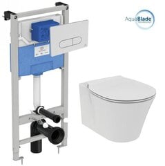 Seinale paigaldatav raamiga WC-pott Komplekti kuulub aeglaselt sulguva kaane ja varjatud süsteemiga Prosys 120M Ideal Standard Connect Air AquaBlade WC-pott, samuti valge tualettpoti nupp. цена и информация | Унитазы | kaup24.ee