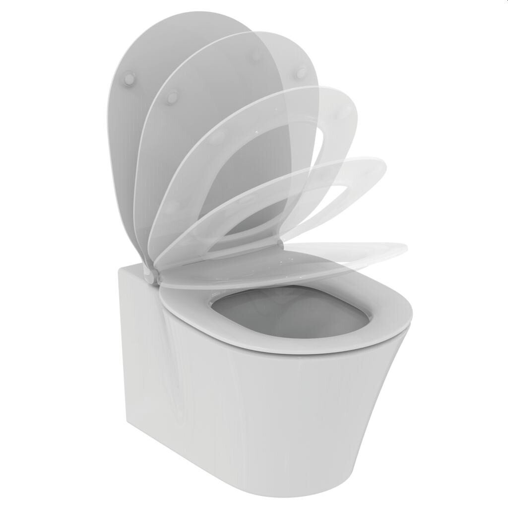 Seinale paigaldatav raamiga WC-pott Komplekti kuulub aeglaselt sulguva kaane ja peidetud süsteemiga Prosys 120M Ideal Standard Connect Air AquaBlade WC-pott, samuti must tualettpoti nupp. hind ja info | WС-potid | kaup24.ee