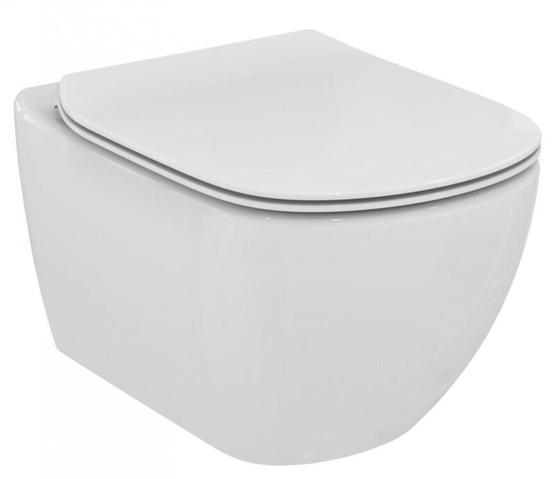 Seinale paigaldatav raamiga WC-pott Komplekti kuulub aeglaselt sulguva kaane ja peidetud süsteemiga Prosys 120M Ideal Standard Tesi AquaBlade WC-pott, samuti must tualettpoti nupp. hind ja info | WС-potid | kaup24.ee