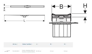 Верхняя часть душевого желоба Geberit CleanLine 20, длина 30-90 см 154.450.KS.1 цена и информация | Душевые сливы | kaup24.ee