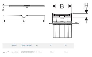 Duširenn Geberit CleanLine 20, pikkus 30-130 cm 154.451.KS.1 цена и информация | Душевые сливы | kaup24.ee