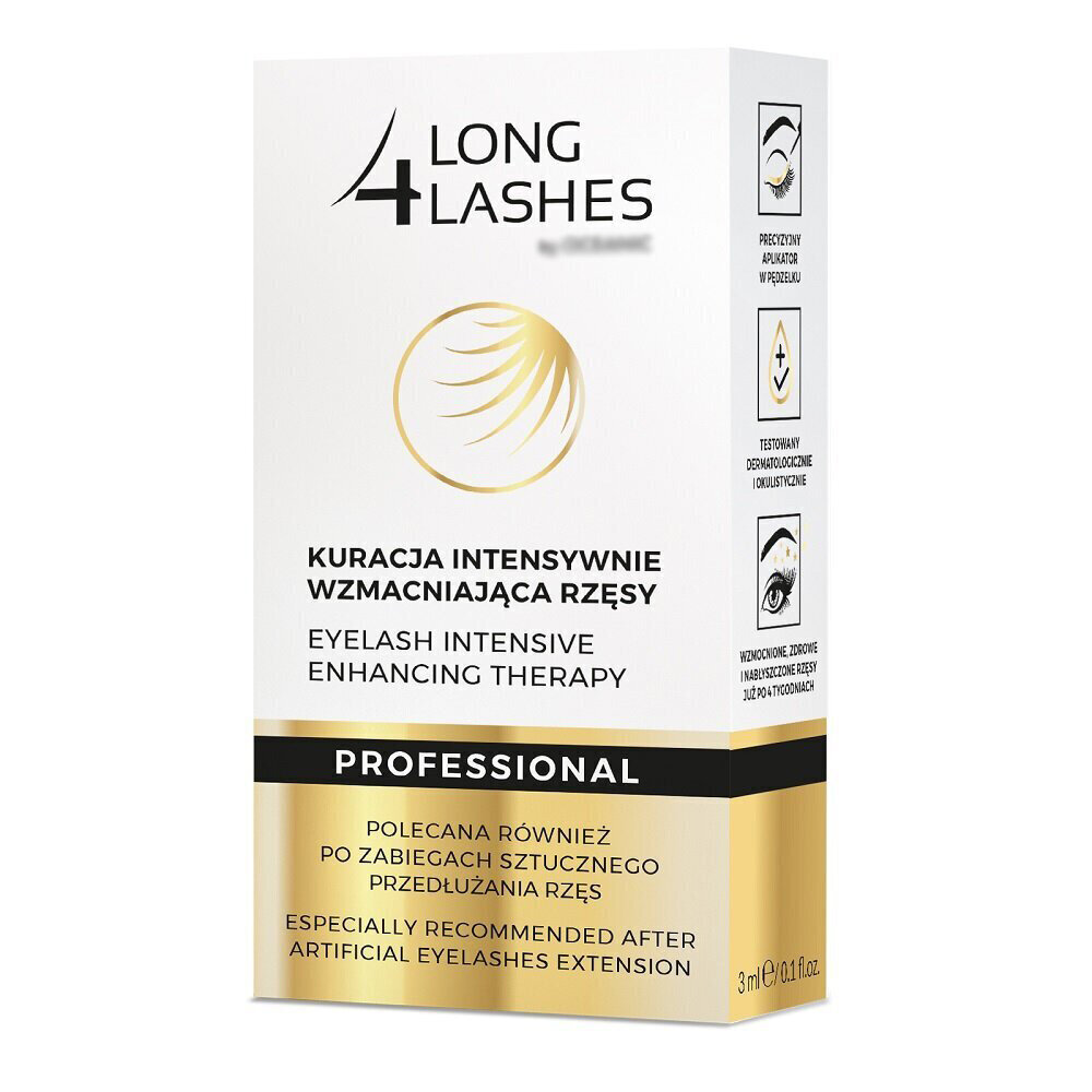 Long 4 Lashes - Ripsmete intensiivravi, Eyelash intensive enhancing therapy Professional 3 ml цена и информация | Ripsmetušid, lauvärvid, silmapliiatsid, seerumid | kaup24.ee