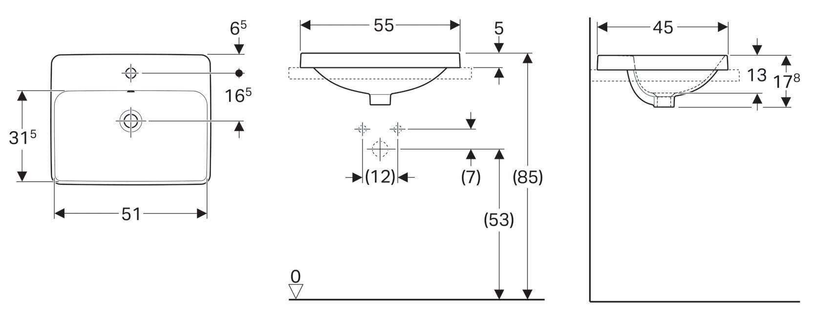 Valamu keraamiline Geberit VariForm 500.740.01.2, valge hind ja info | Kraanikausid, valamud | kaup24.ee