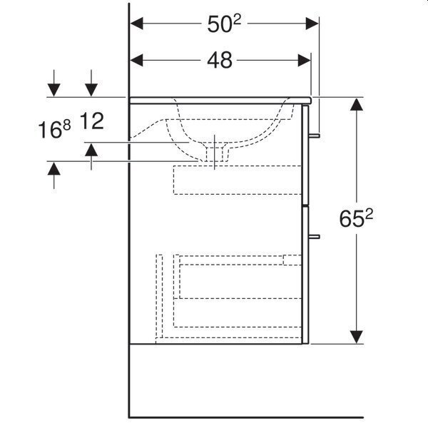 Valamu seinakapi ja kahe sahtliga Selnova Square 501.236.00.1, 600x652x502 mm, valge цена и информация | Kraanikausid, valamud | kaup24.ee