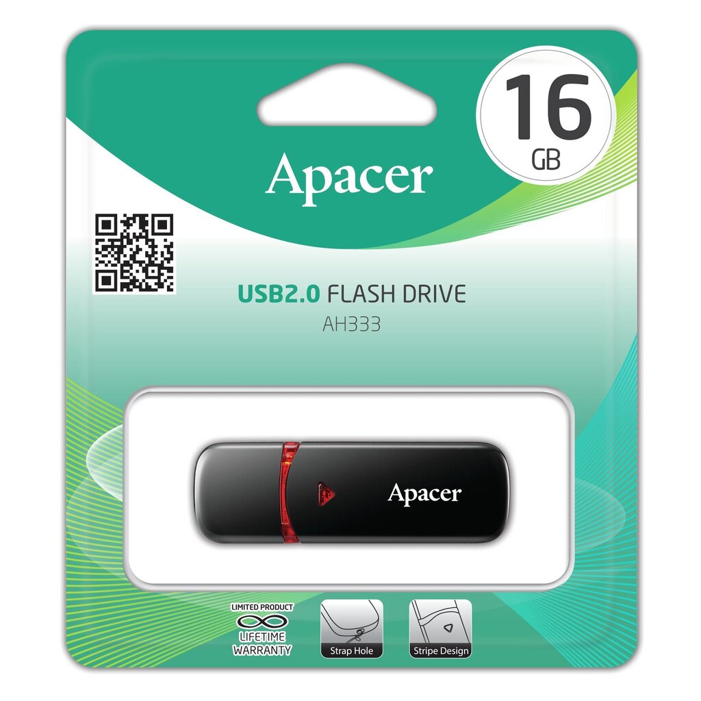 APACER USB2.0 Flash Drive AH333 16GB Bla hind ja info | Mälupulgad | kaup24.ee