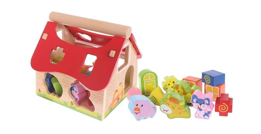 Puidust klotsid-sorteerija talumaja EcoToys hind ja info | Imikute mänguasjad | kaup24.ee