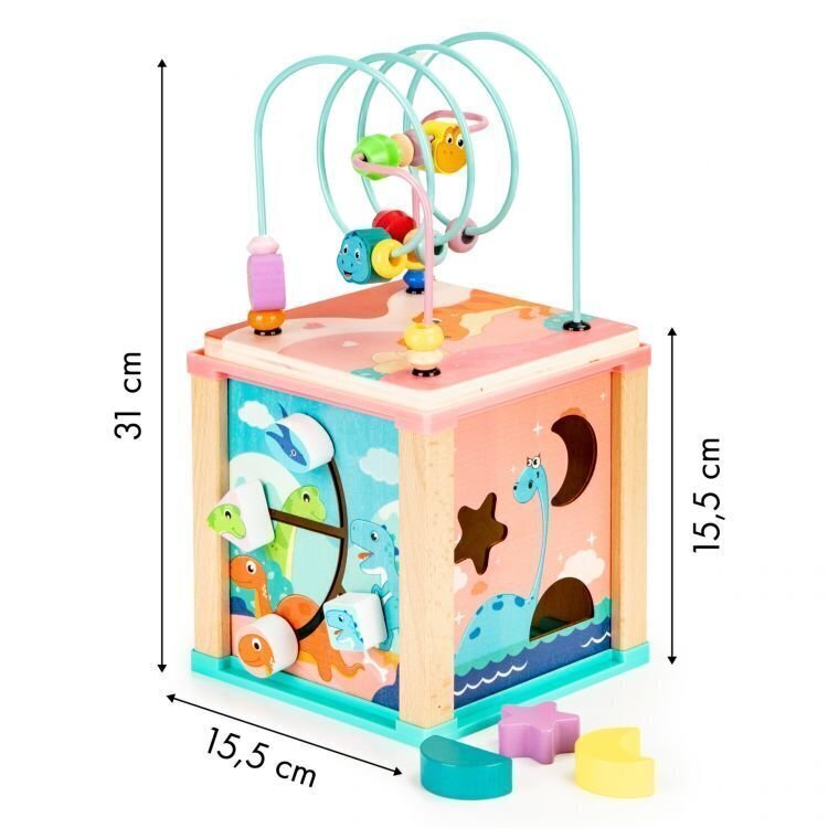 Puidust tegevuskuubik EcoToys Dino hind ja info | Imikute mänguasjad | kaup24.ee