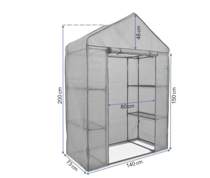 Kasvuhoone Regal, 140x73x200 cm, 4 riiulit hind ja info | Kasvuhooned | kaup24.ee