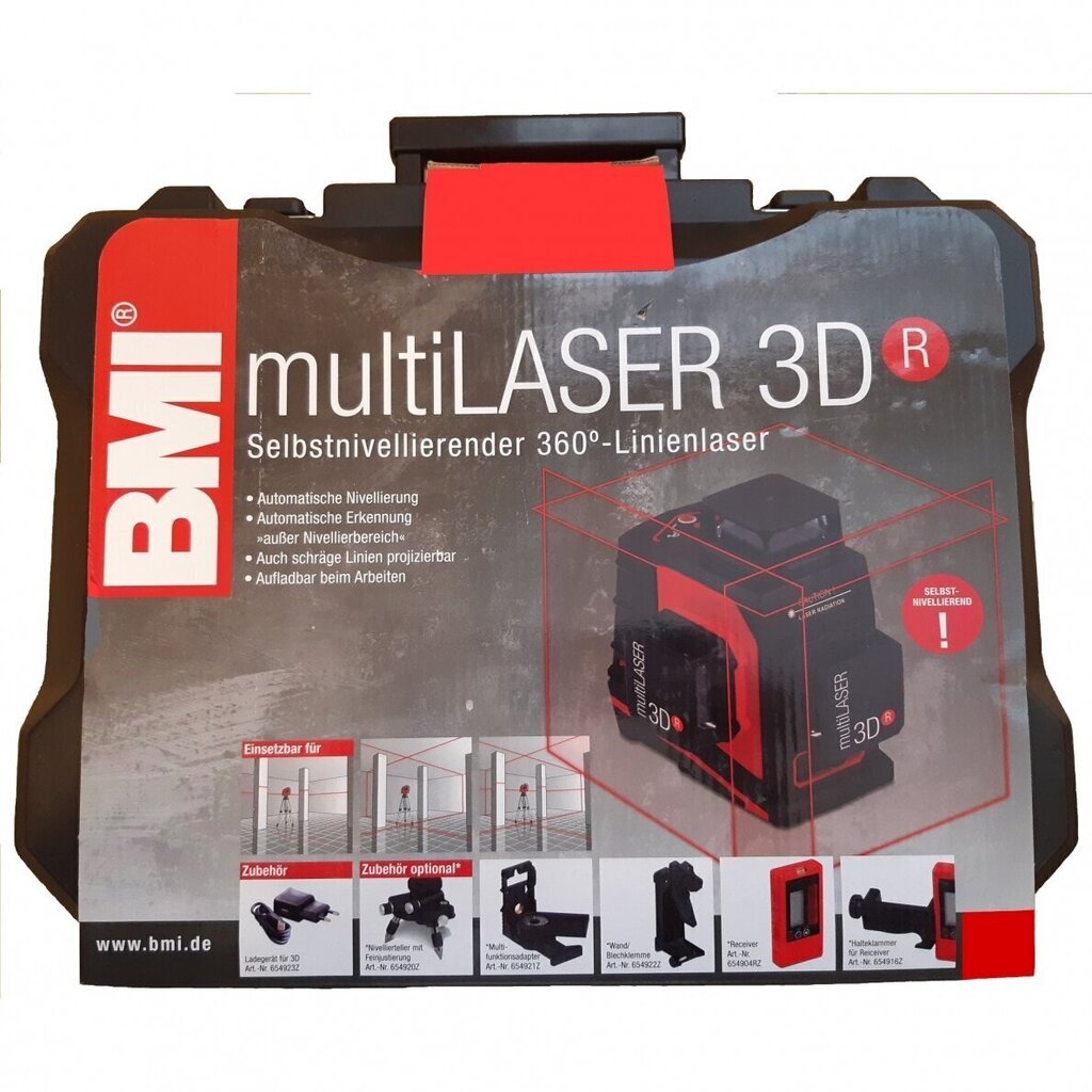 360° lasernivelliir BMI multiLaser 3D, vastuvõtjaga hind ja info | Käsitööriistad | kaup24.ee