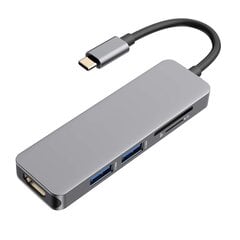 RoGer USB-C Hub 5in1 USB 3.0 x2 / HDMI / SD card reader / TF card reader hind ja info | USB jagajad, adapterid | kaup24.ee