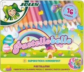 Värvipliiatsid Pastelobello, Jolly, 16 värvi, 1 värvimisraamat hind ja info | Kunstitarbed, voolimise tarvikud | kaup24.ee