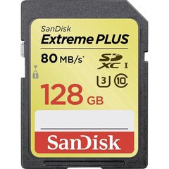 Mälukaart SanDisk Secure Digital Extreme Plus 128GB hind ja info | Fotoaparaatide mälukaardid | kaup24.ee