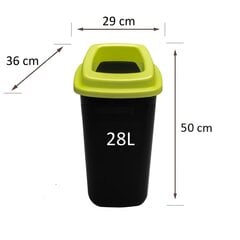 Черная урна для мусора с зелёной открытой крышкой, 28 л цена и информация | Мусорные баки | kaup24.ee