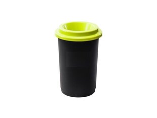 Черный мусорный бак с зеленой открытой крышкой, 50 л цена и информация | Мусорные баки | kaup24.ee