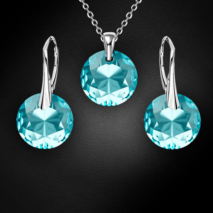 Naiste ehete komplekt „Marianne Aquamarine“ koos Swarovski kristallidega hind ja info | Ehete komplektid | kaup24.ee