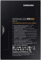 SSD|SAMSUNG|870 EVO|1TB|SATA|SATA 3.0|MLC|Write speed 530 MBytes/sec|Read speed 560 MBytes/sec|2,5"|MTBF 1500000 hours|MZ-77E1T0B/EU цена и информация | Samsung Компьютерные компоненты | kaup24.ee