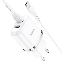 Универсальное зарядное устройство Hoco N4 2 x USB / 5V / 2.4A + USB-C провод 1М, белое цена и информация | Зарядные устройства для телефонов | kaup24.ee
