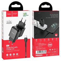 Universaalne reisilaadija Hoco N2 USB / 5V / 2.4A + USB-C kaabel 1M, must hind ja info | Mobiiltelefonide laadijad | kaup24.ee