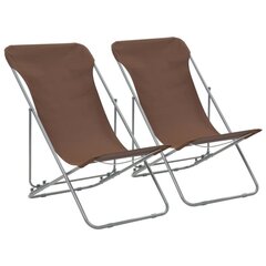 Складные пляжные стулья, 2шт., коричневые, стальные и ткань. цена и информация | Садовые стулья, кресла, пуфы | kaup24.ee