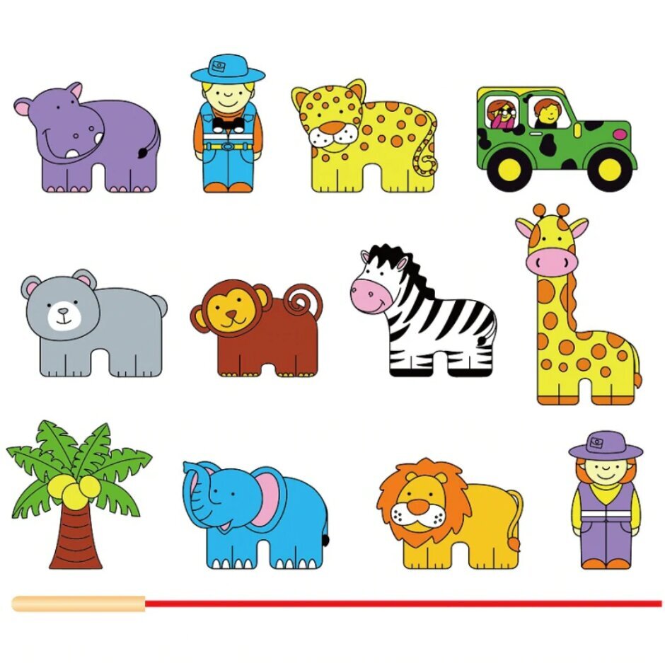 Puidust nöörimäng „Loomaaed“ hind ja info | Imikute mänguasjad | kaup24.ee